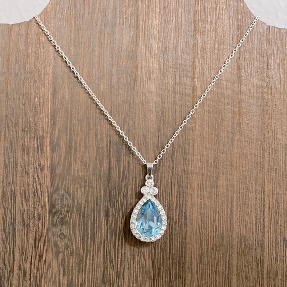 Givenchy Jewelry - Givenchy Silver Necklace with Blue Teardrop Pendant